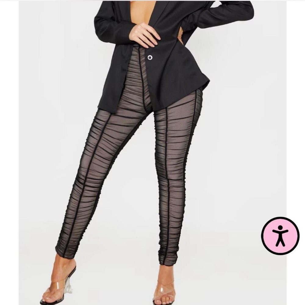 **NEVER WORN** PLT BLACK RUCHED MESH LAYERED PANTS